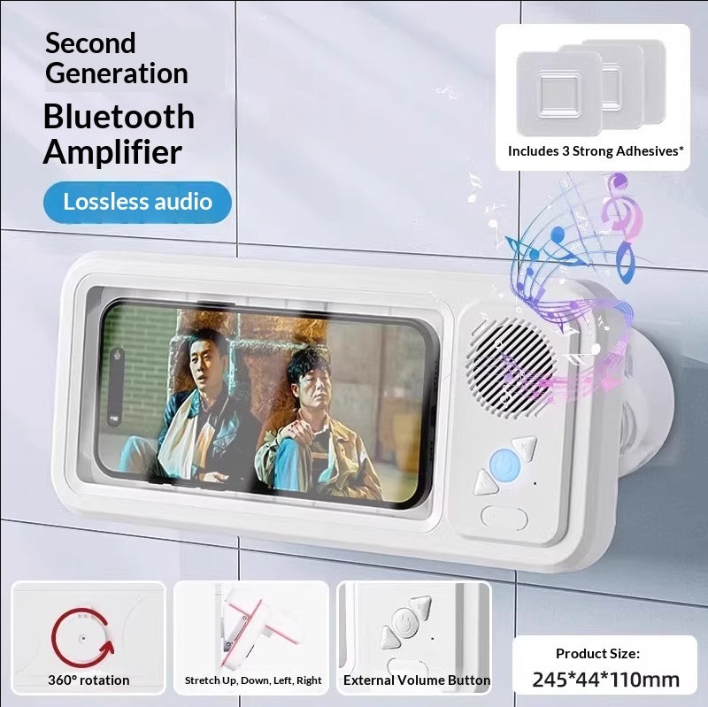 Waterproof Shower Phone Holder + Speaker – Safe, Smart & Hands-Free Use