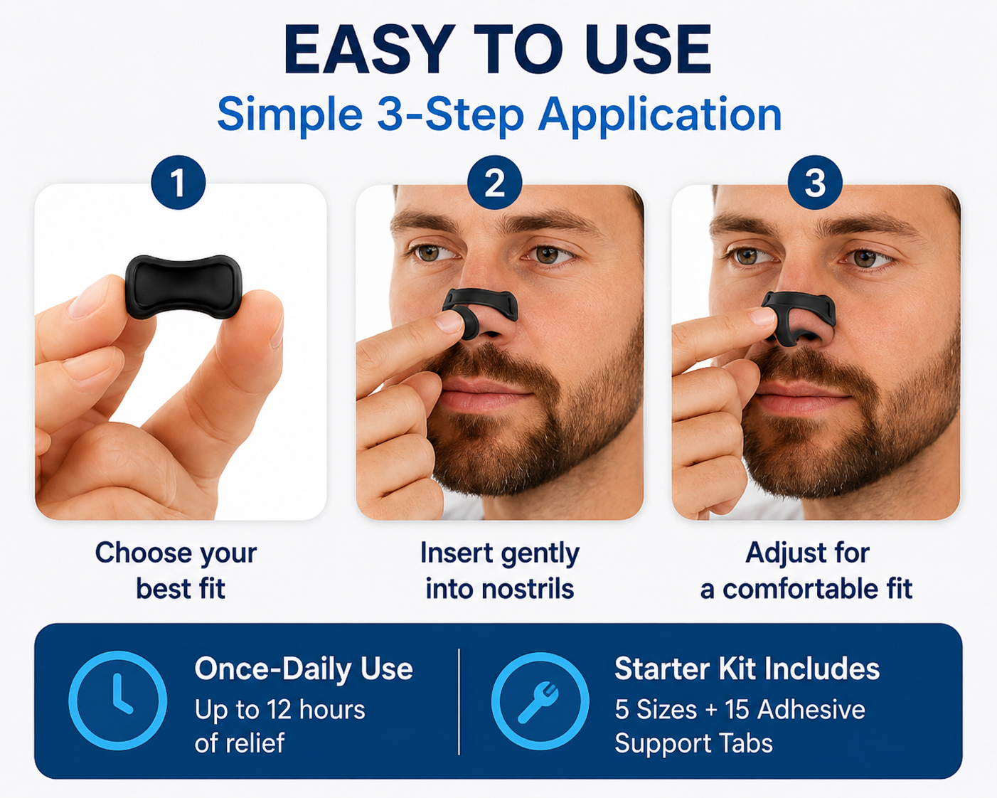 Magnetic Nasal Breathing Strips – Anti Snoring Nose Clip Starter Kit